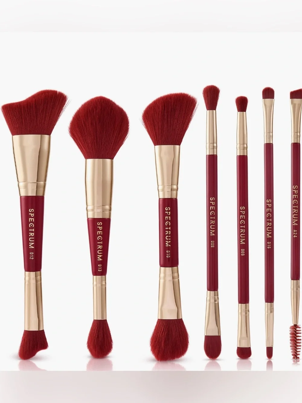 Spectrum Very Cherry Red 10-Piece Makeup Brush, Sponge & Puff Set